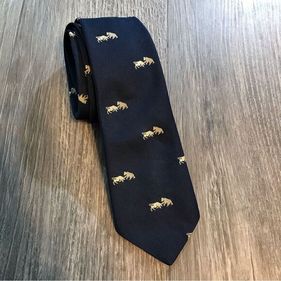 NYSE Mens Navy Blue Bull Tie - Picture 1 of 4